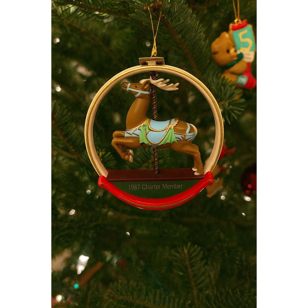Hallmark Keepsake Carousel Reindeer Christmas Ornament 1987